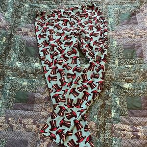 LuLaRoe Leggings Blue Top Hat Pattern Tall and Curvy